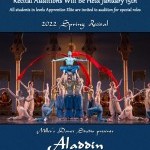 Aladdin Recital Auditions for special parts will be held January 15