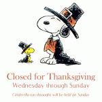 Closed for Thanksgiving weekend